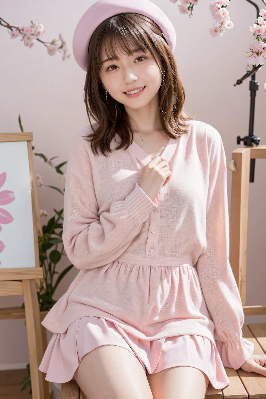 ピンクの服の女性