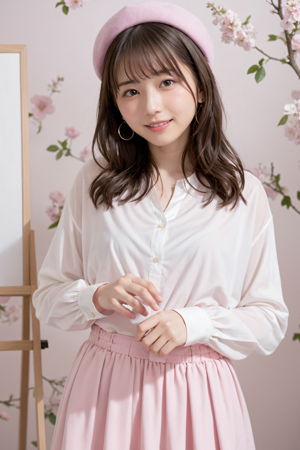 ピンクの服の女性