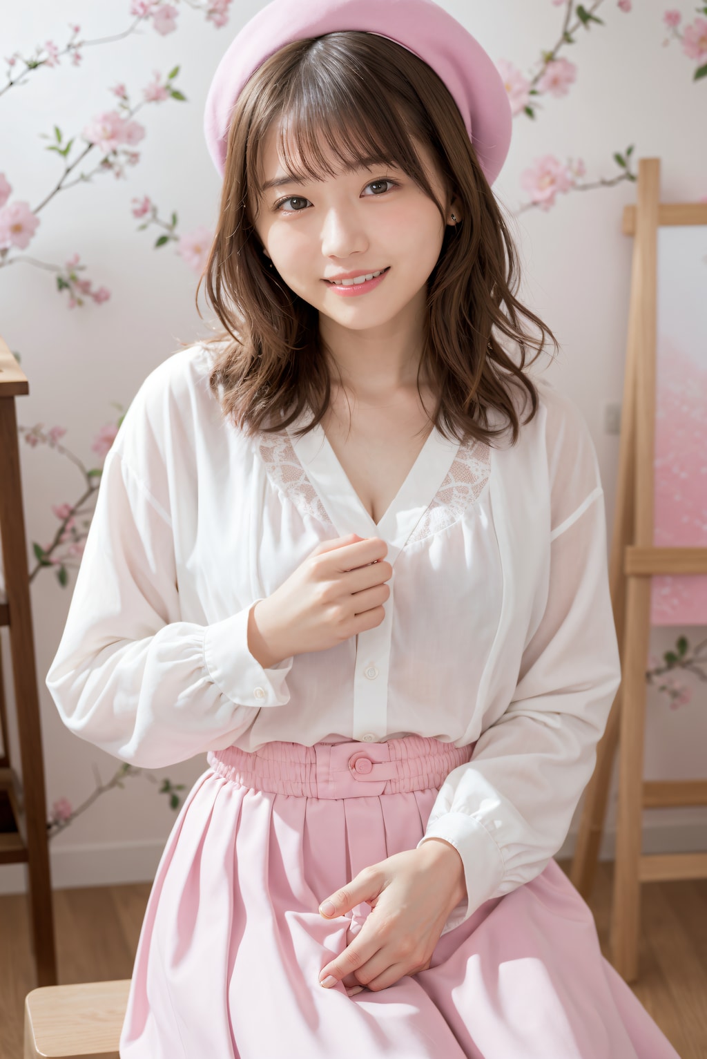 ピンクの服の女性