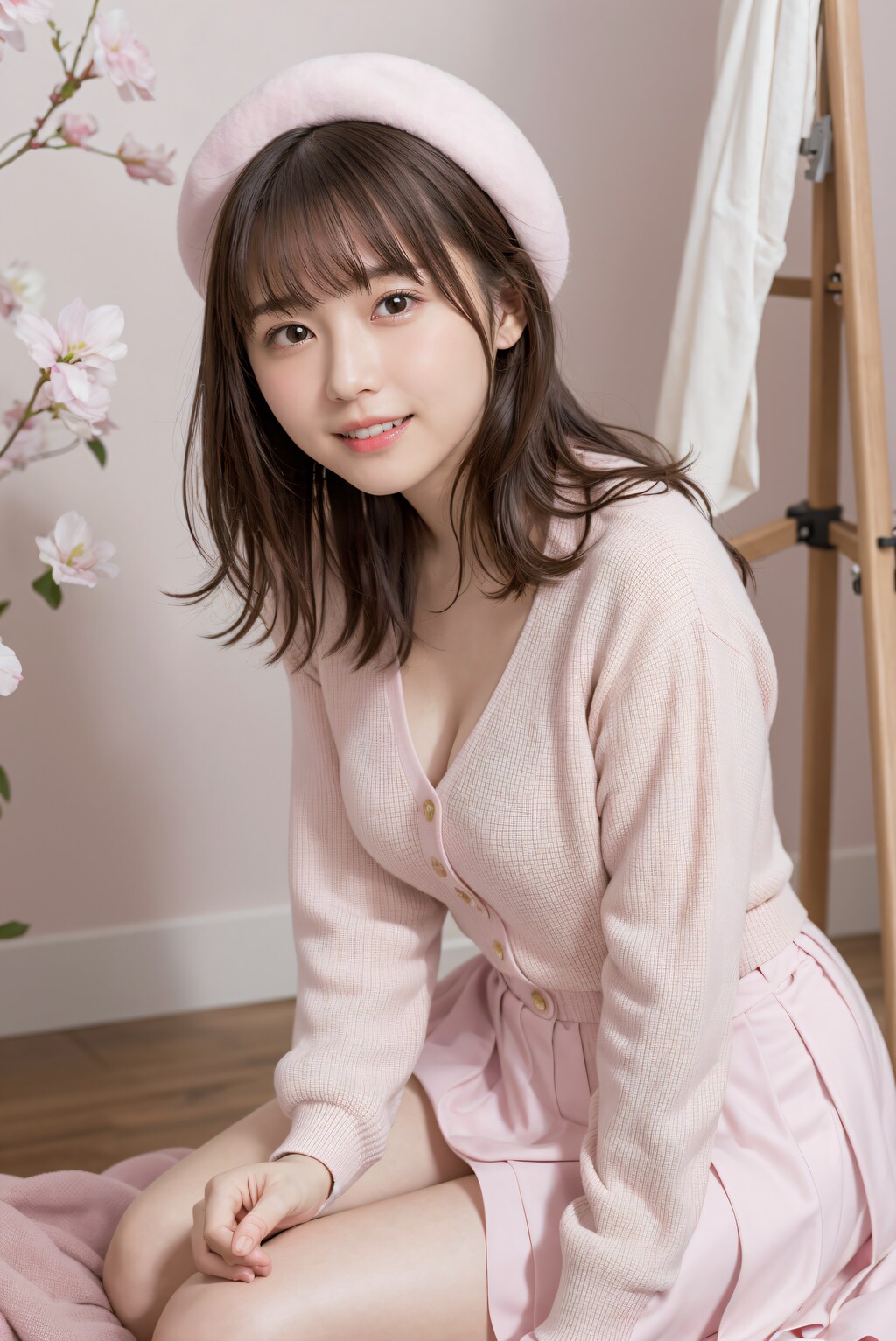 ピンクの服の女性