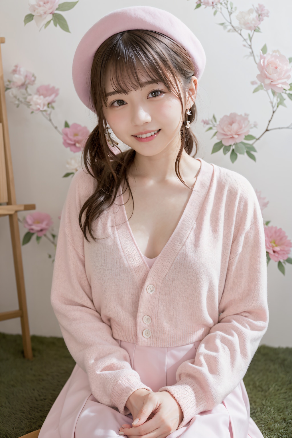 ピンクの服の女性