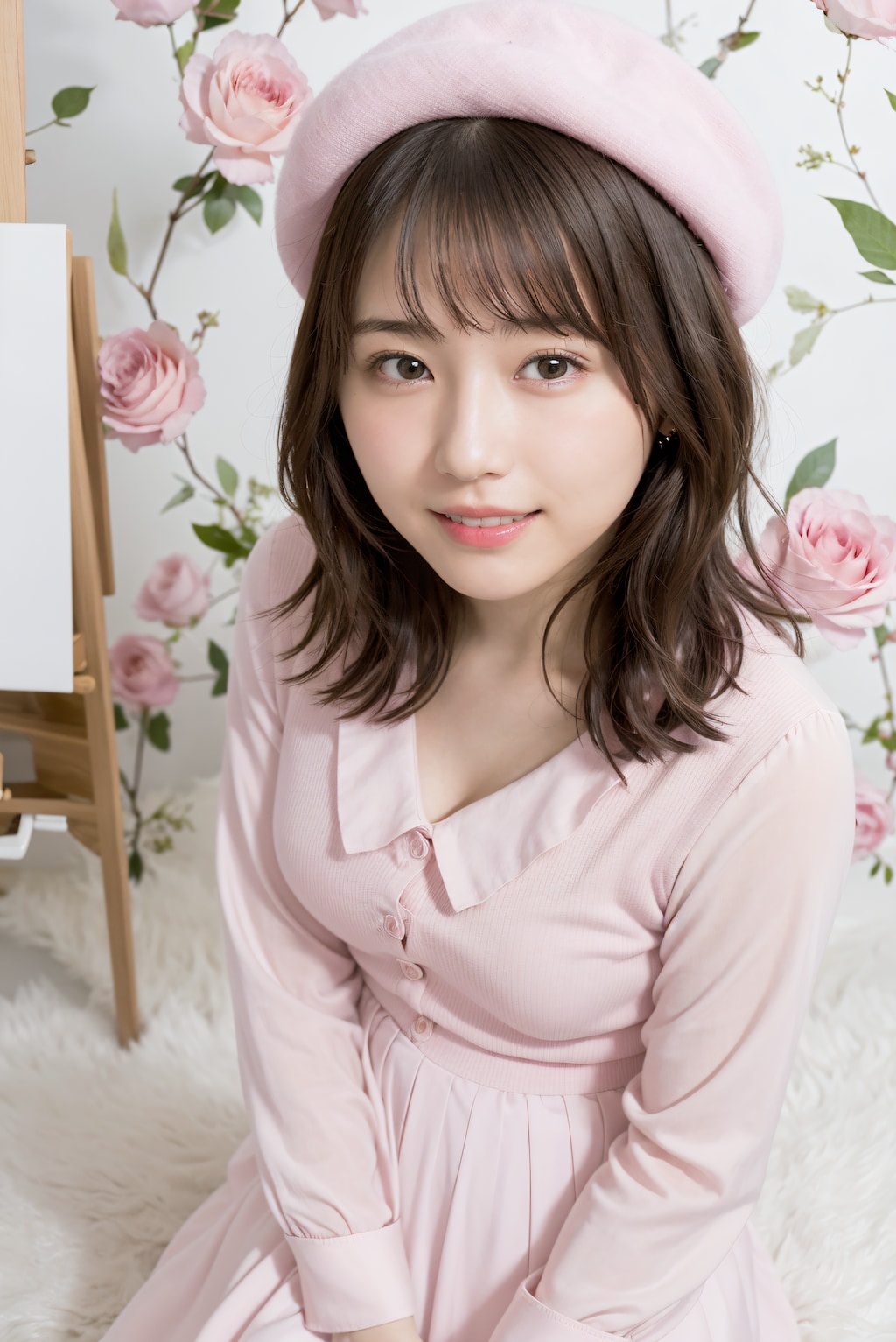 ピンクの服の女性