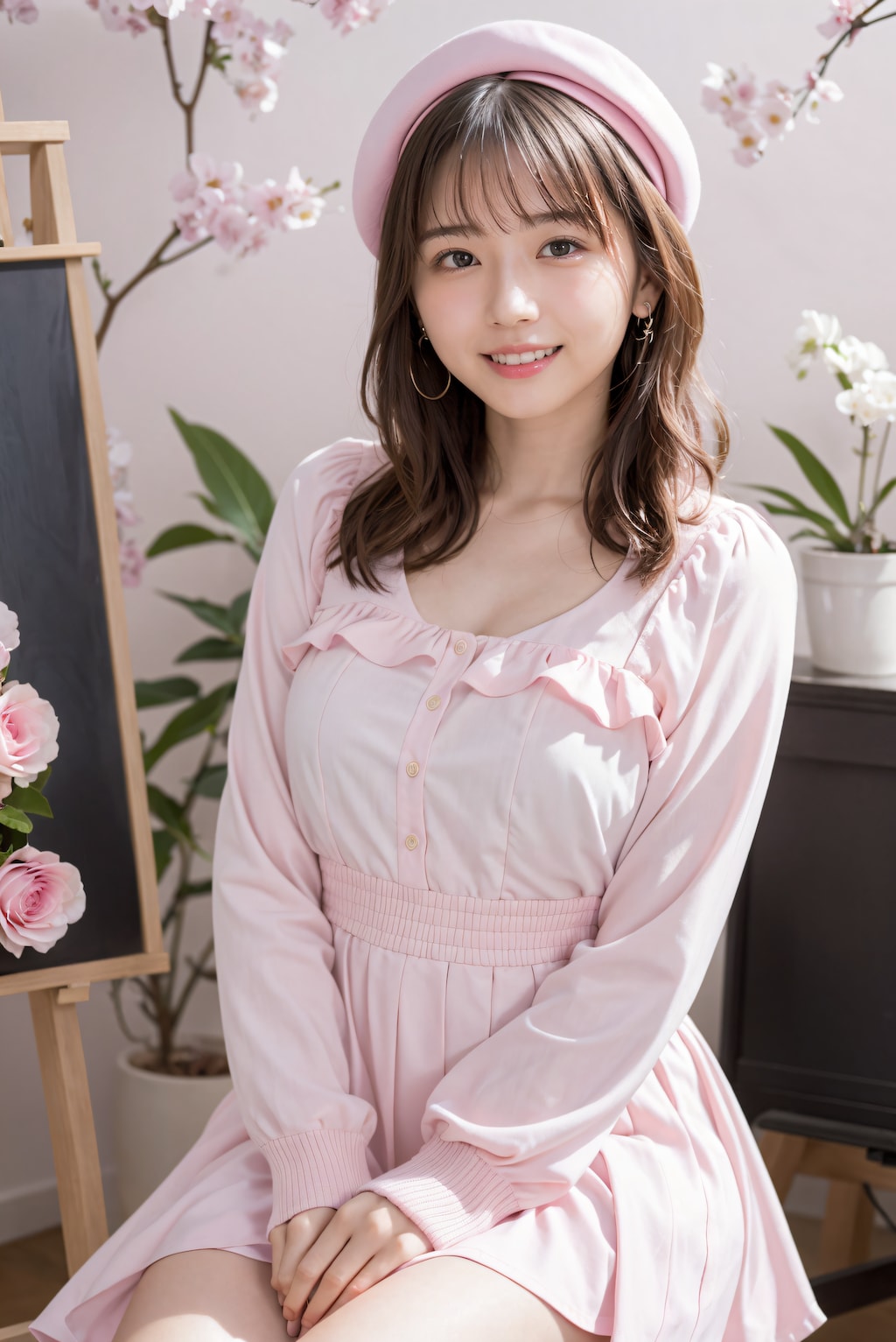 ピンクの服の女性