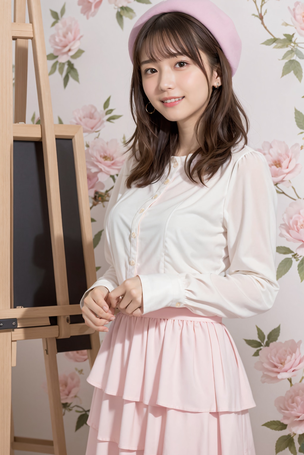 ピンクの服の女性