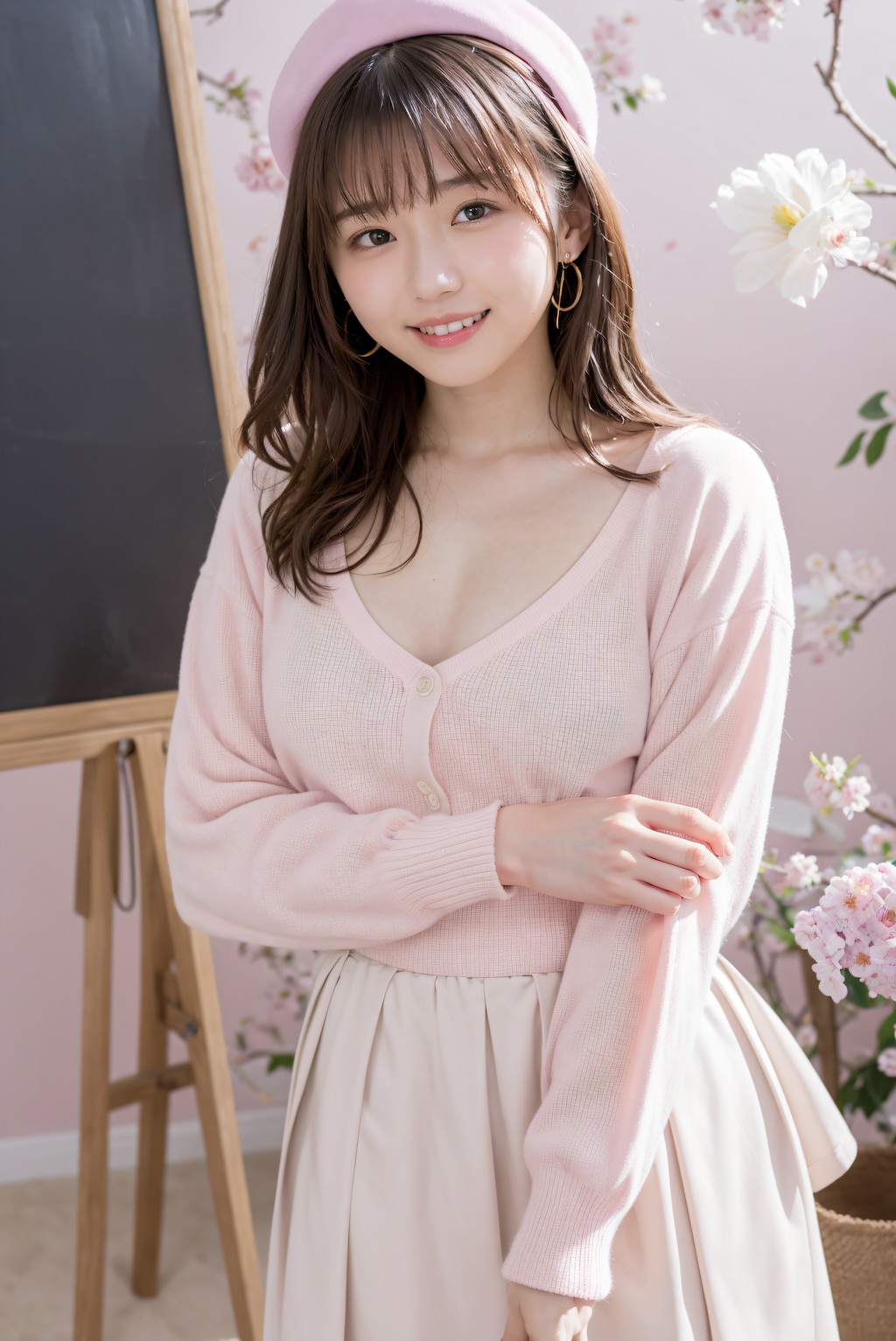 ピンクの服の女性