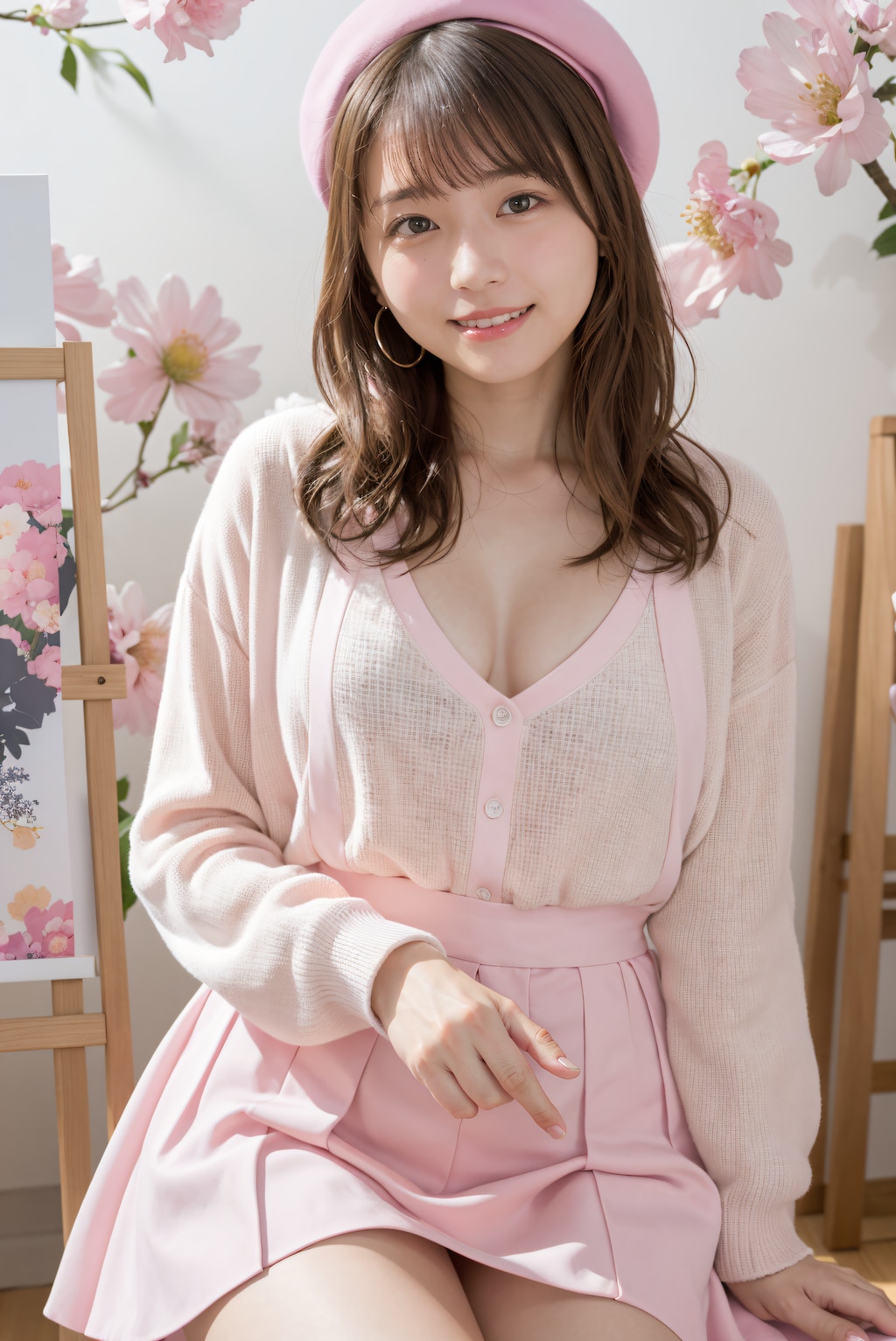 ピンクの服の女性