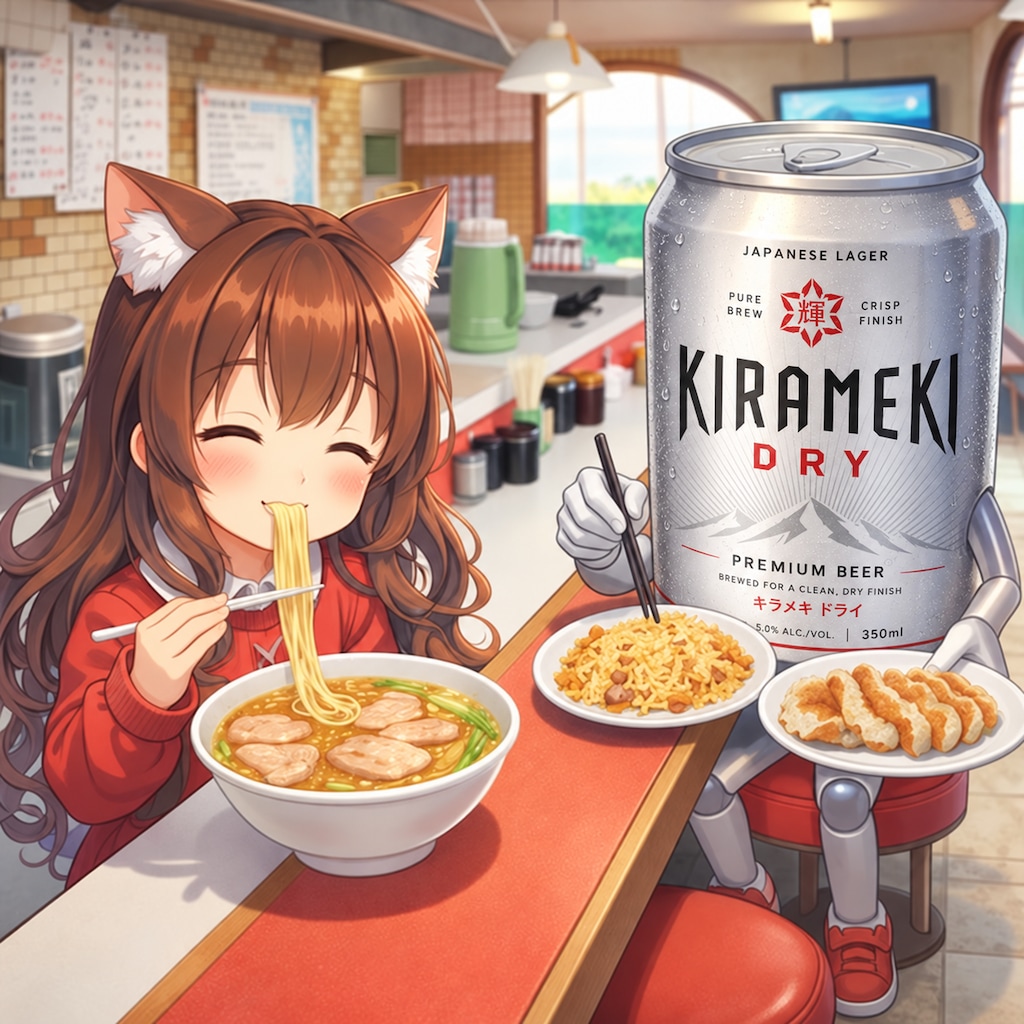 豚骨ラーメンを食べる小さな女の子