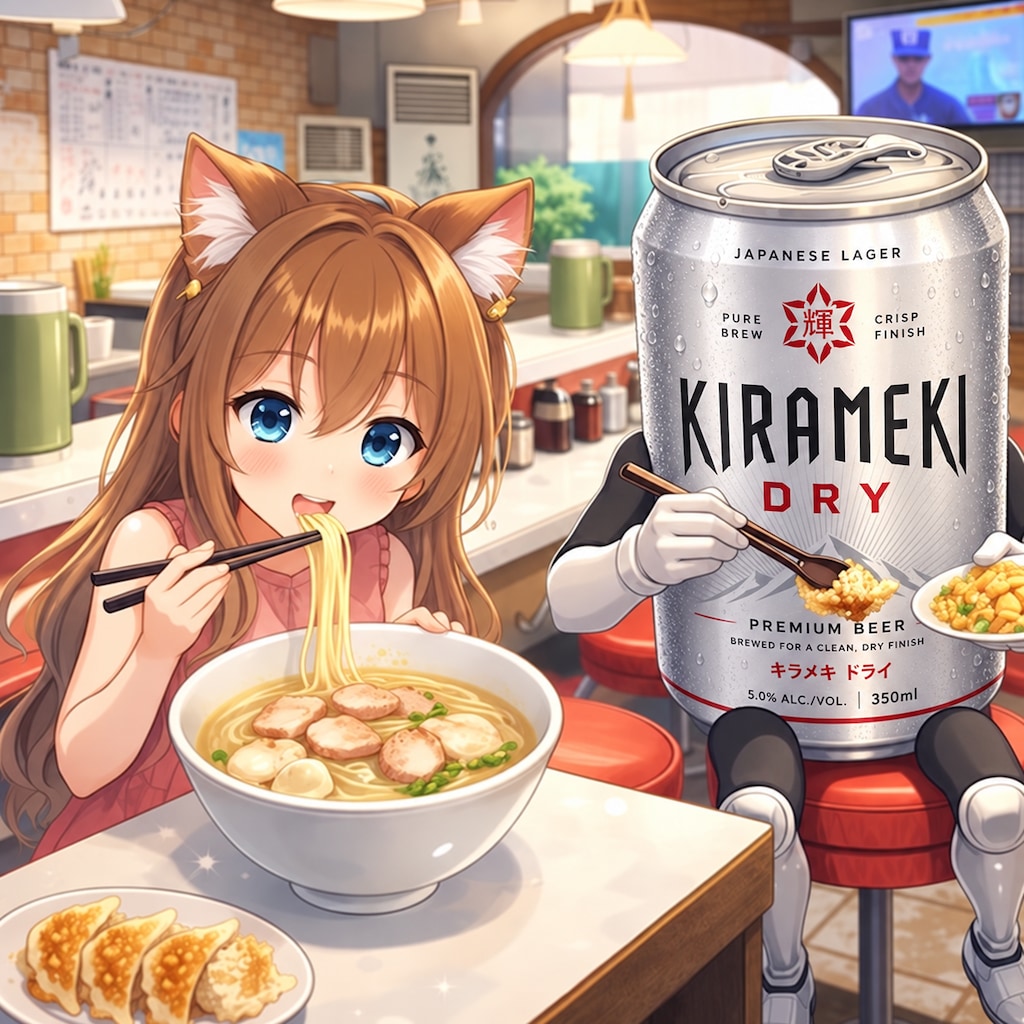 豚骨ラーメンを食べる小さな女の子