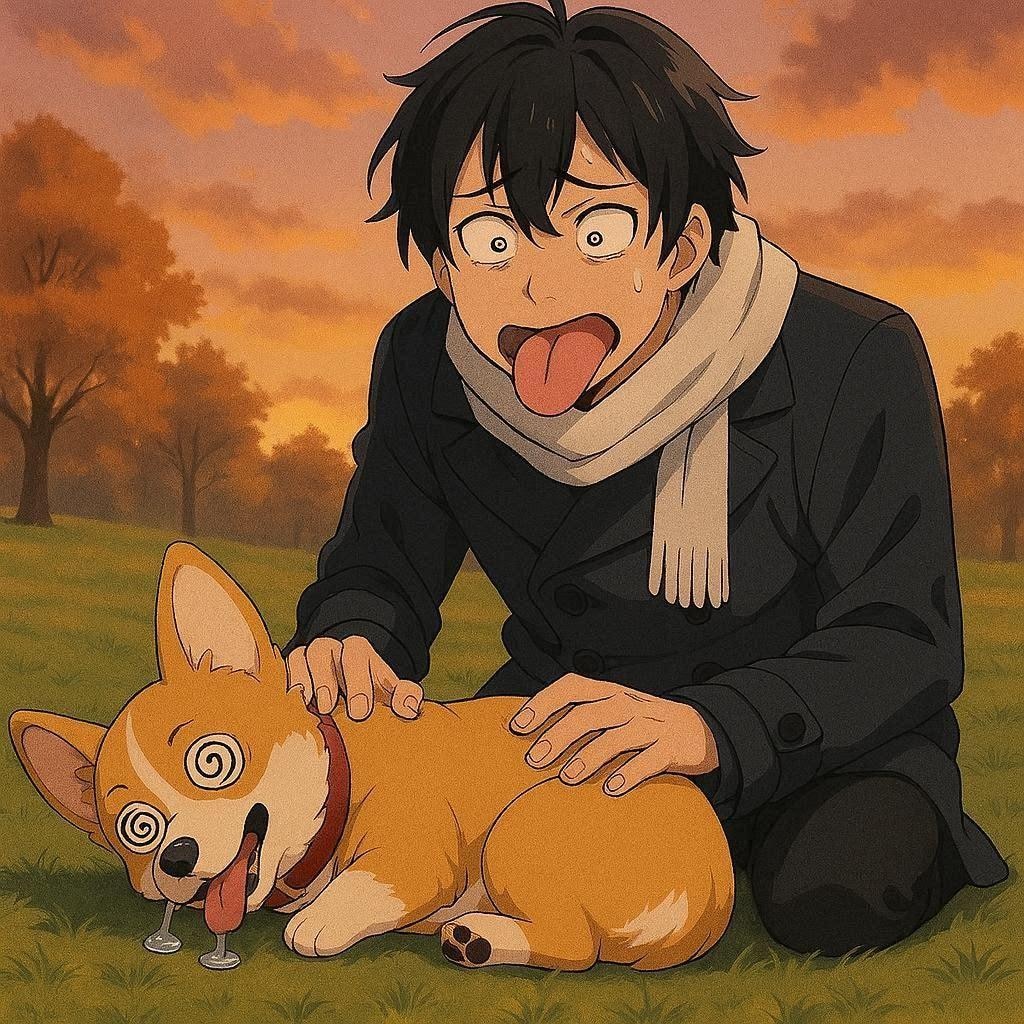 青年と子犬を入れ替えてみた