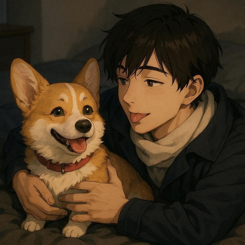 青年と子犬を入れ替えてみた