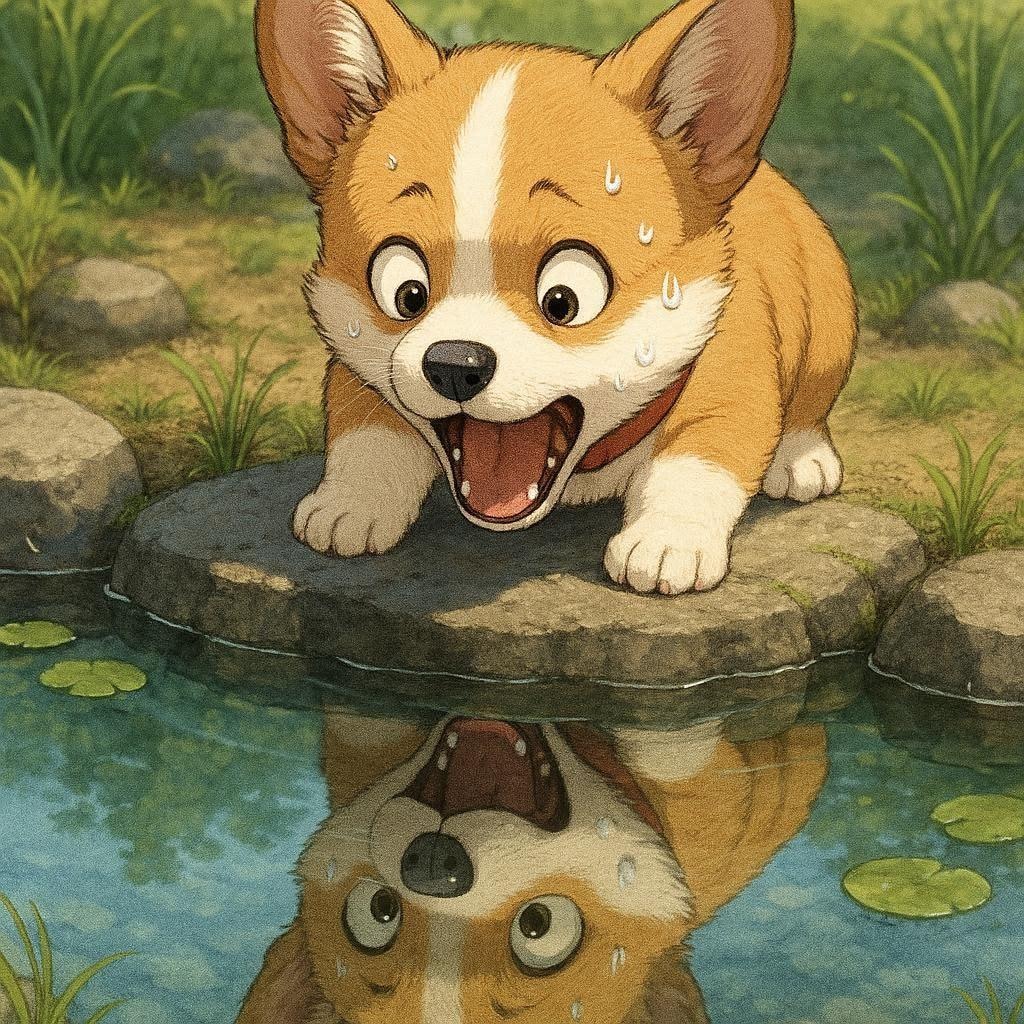 青年と子犬を入れ替えてみた
