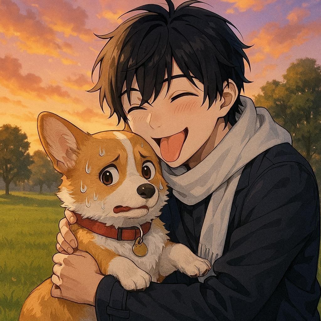青年と子犬を入れ替えてみた