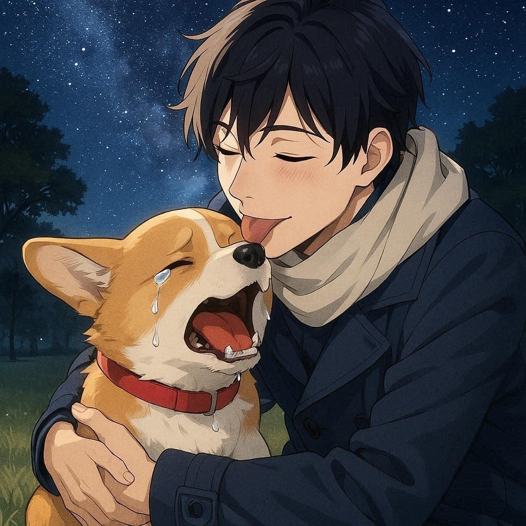 青年と子犬を入れ替えてみた