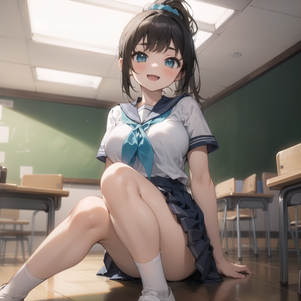 膝をあげて床に座る