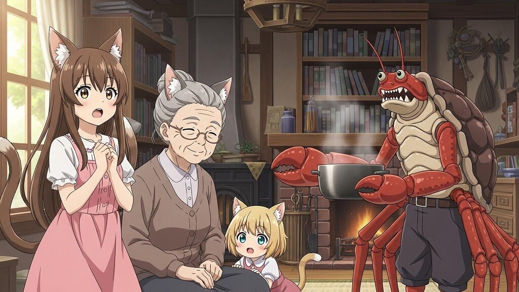 猫娘一家と、蟹の来訪者