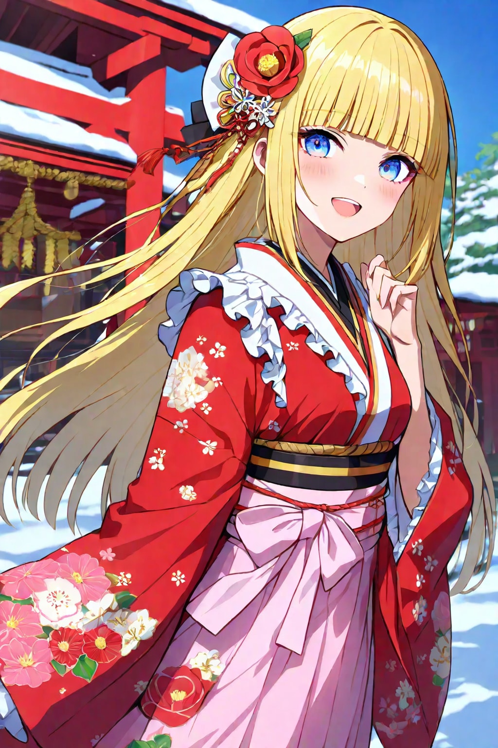 金髪ロングで着物の美女２ | の人気AIイラスト・グラビア