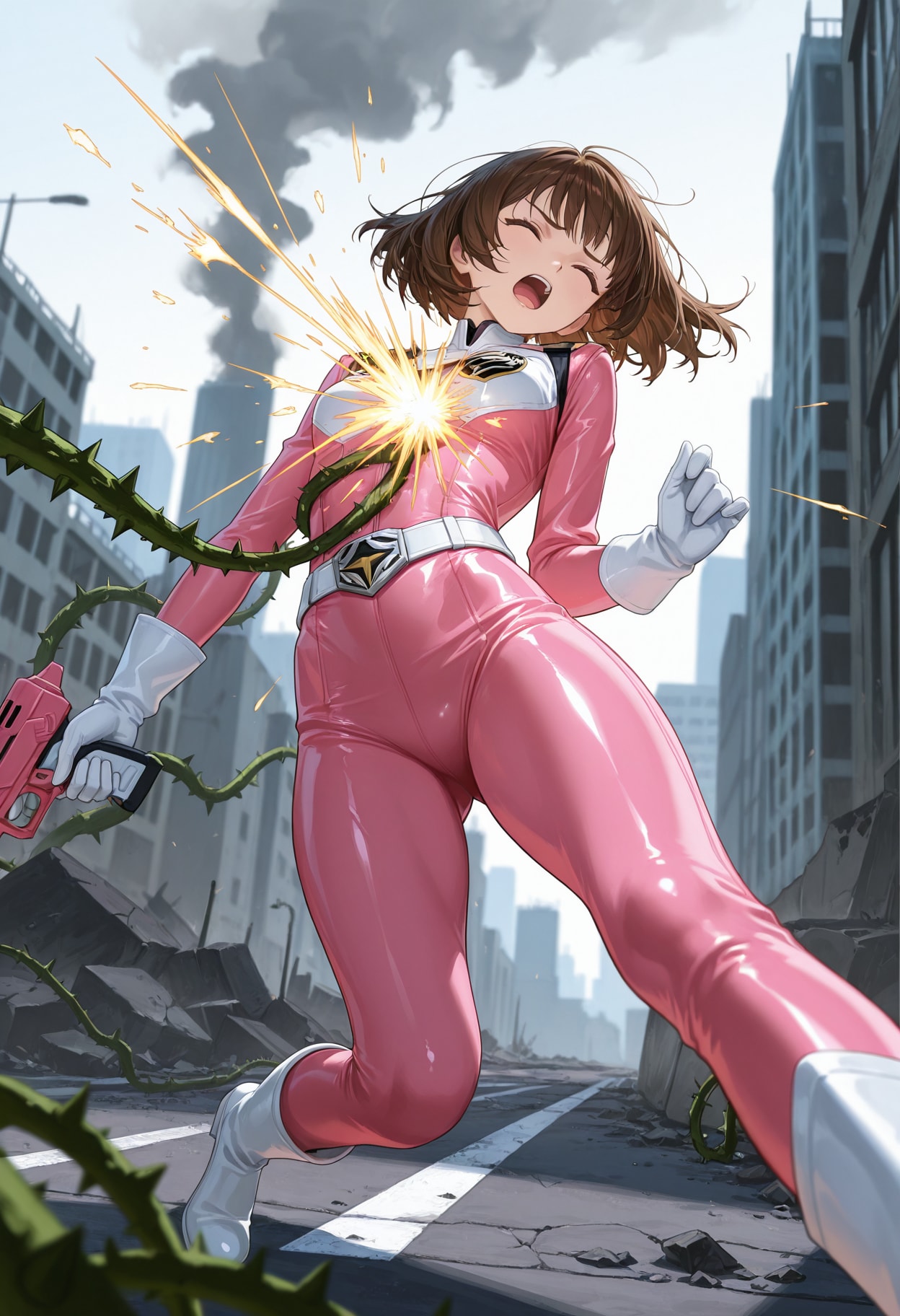 火花散る、戦隊スーツ