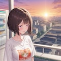 夕陽を望むボブ姉 2枚目