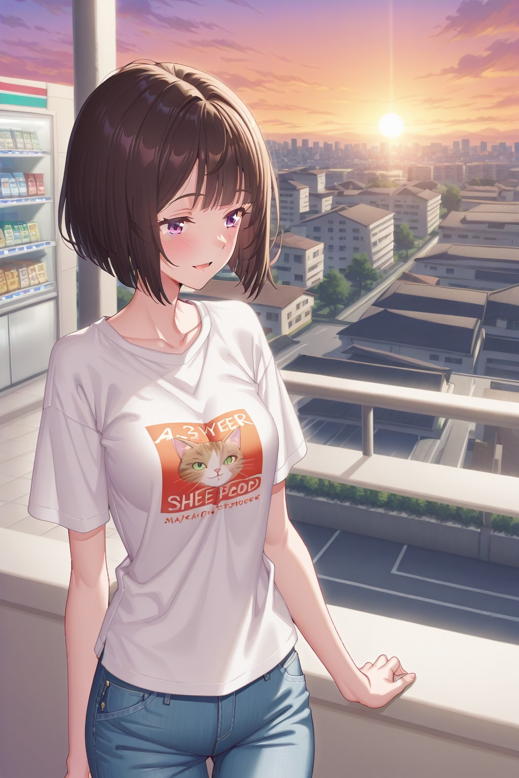 夕陽を望むボブ姉