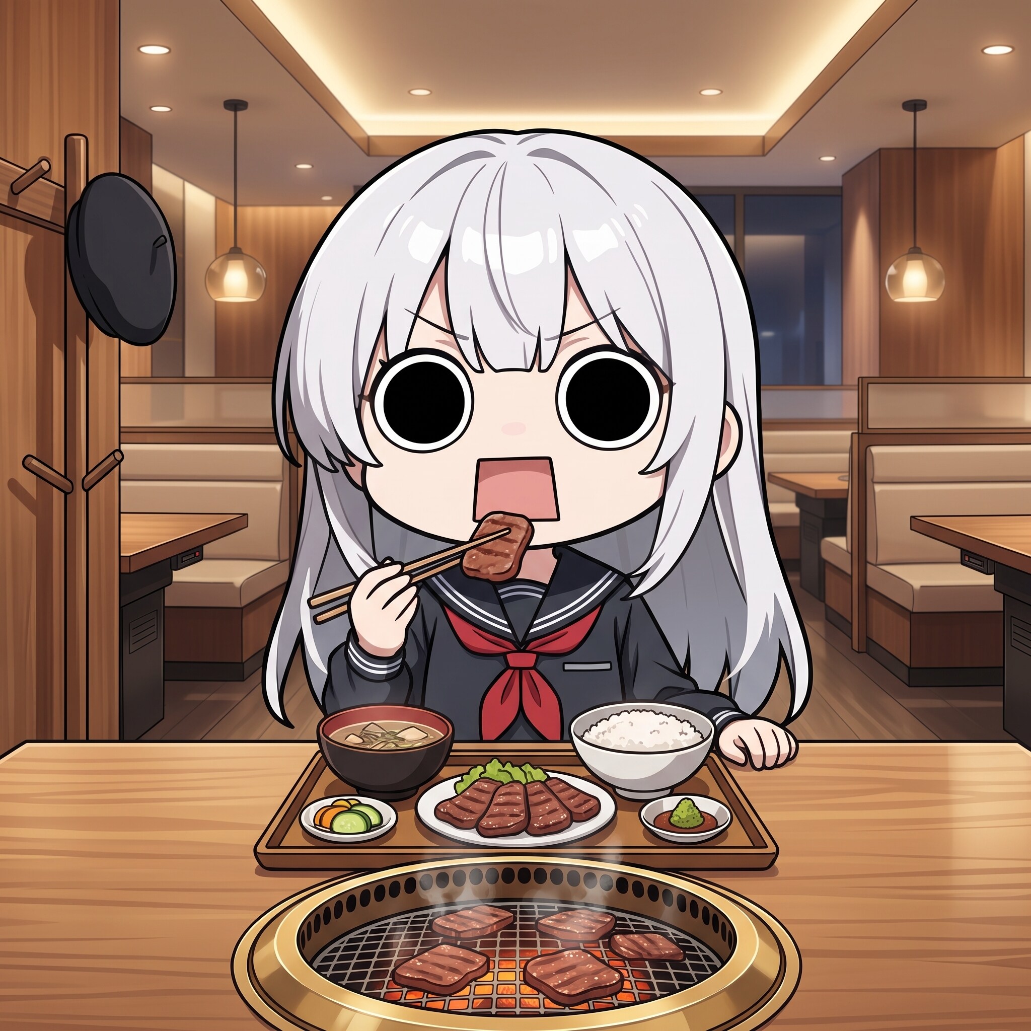 牛タン膳を頂くえらいこっちゃ嬢 | の人気AIイラスト・グラビア
