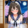島風衣装のしぶりんと夜桜(PixAI版) 3枚目