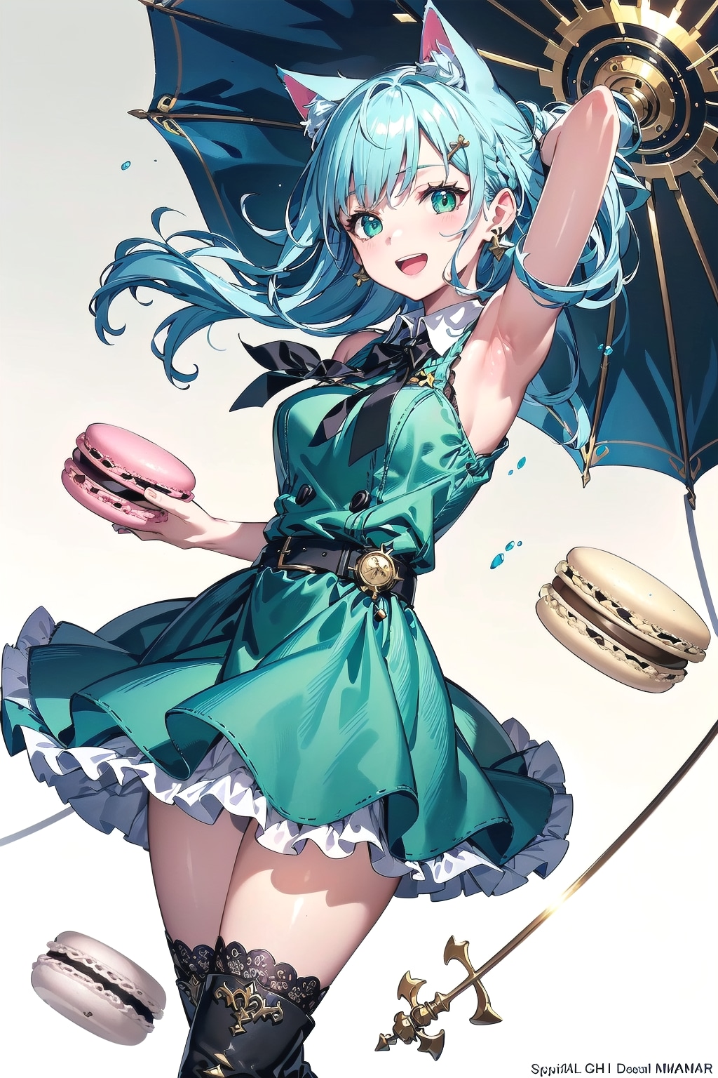 猫耳図書館のししょちゃんニューシングル「晴れ時々マカロン」CDジャケット風💿