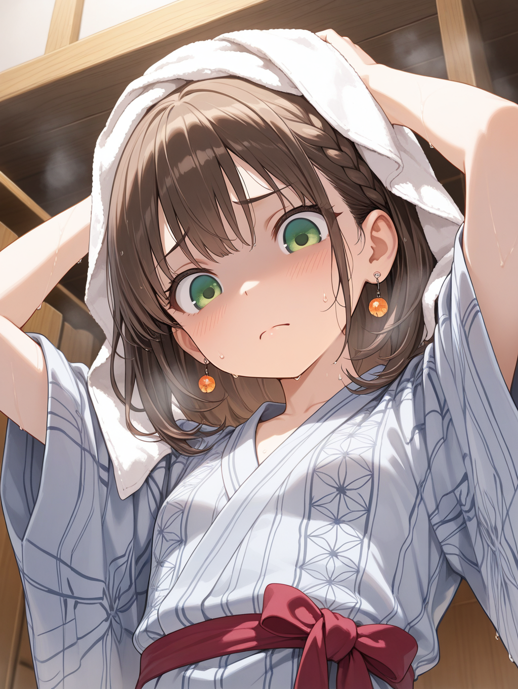 野田みさき家のからあげちゃん 温泉上がりに髪を乾かしている〇〇ちゃんシリーズ