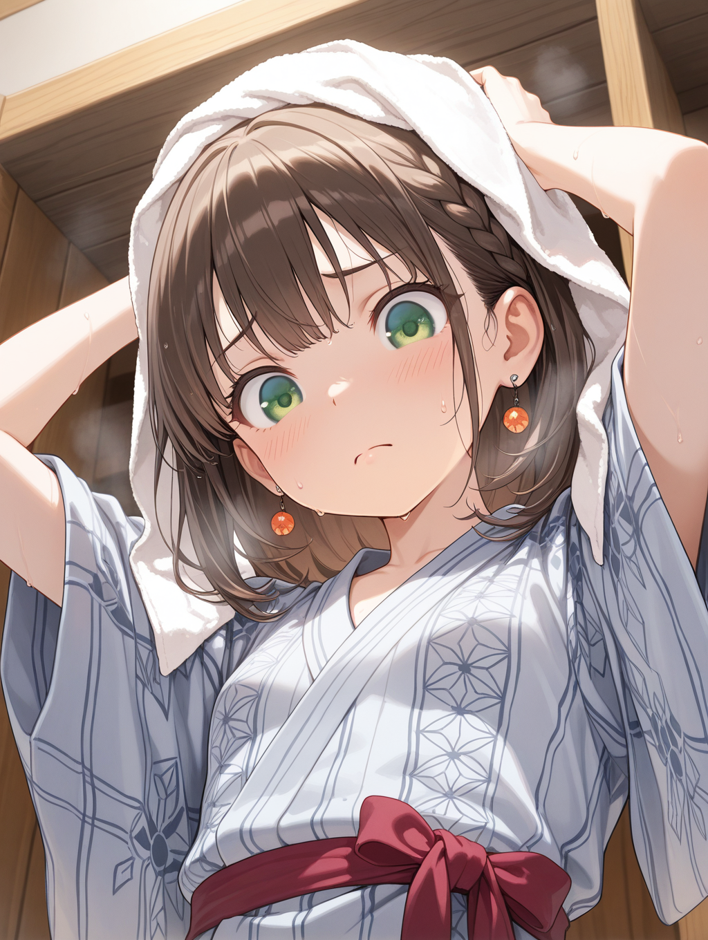 野田みさき家のからあげちゃん 温泉上がりに髪を乾かしている〇〇ちゃんシリーズ