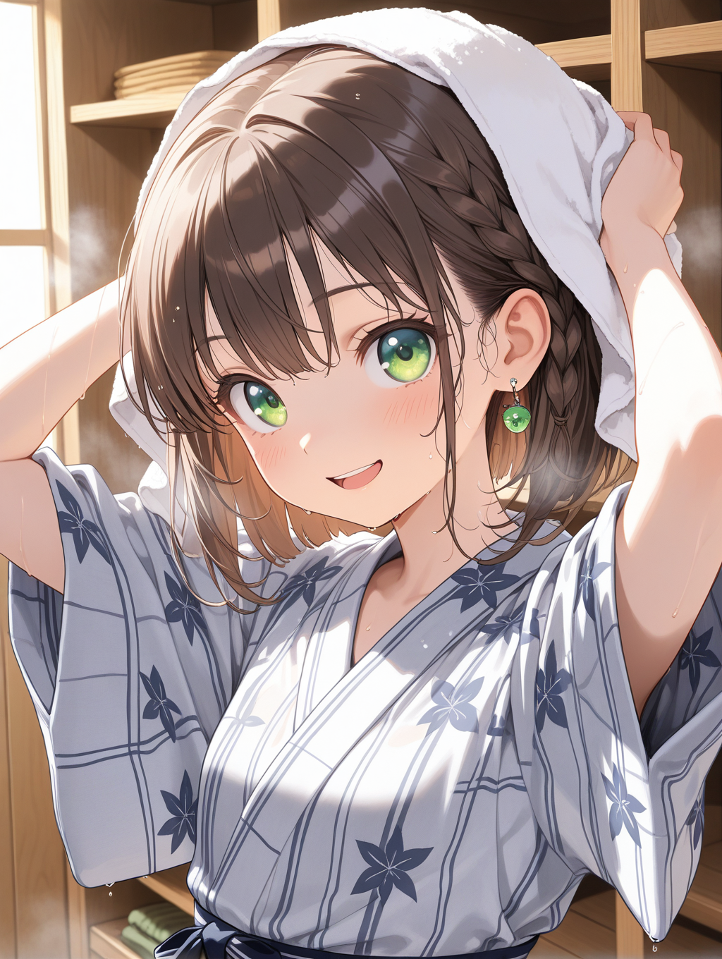 野田みさき家のからあげちゃん 温泉上がりに髪を乾かしている〇〇ちゃんシリーズ