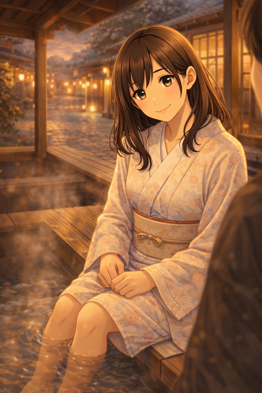 冬灯りの温泉宿で、君と過ごす静かな時間 | の人気AIイラスト・グラビア