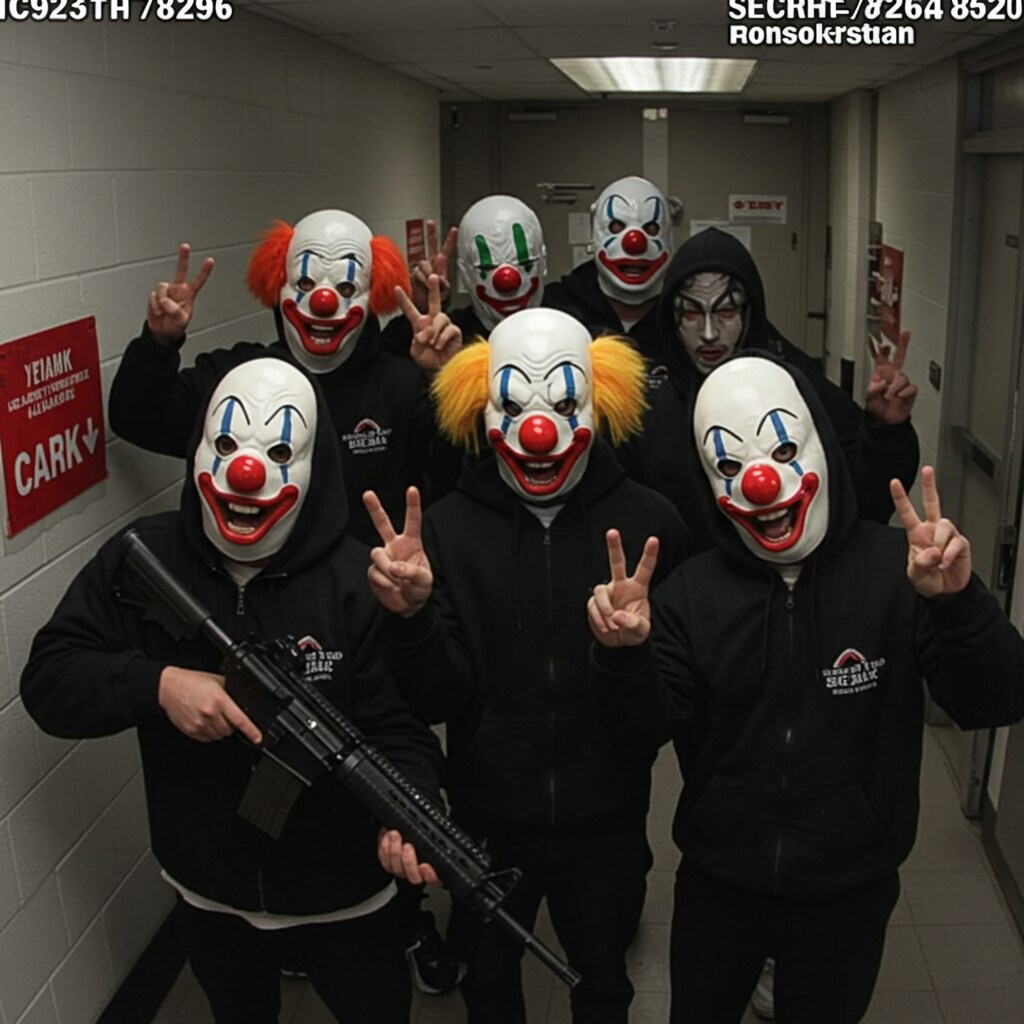 防犯カメラに向かってピース