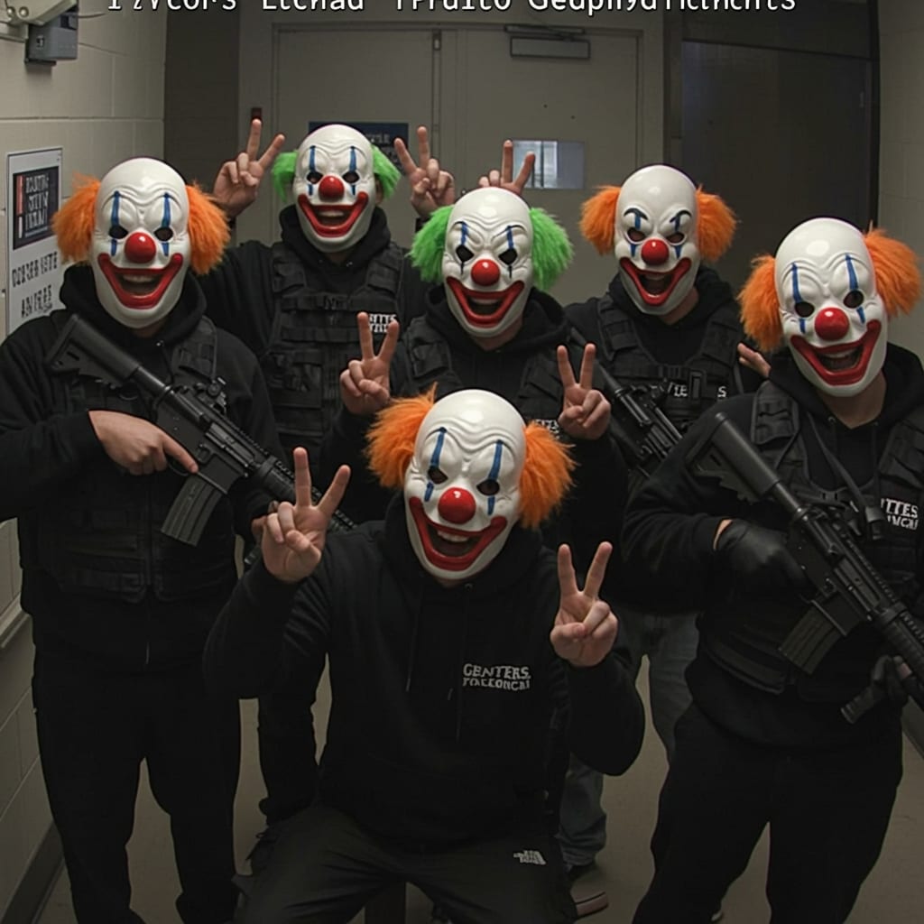 防犯カメラに向かってピース