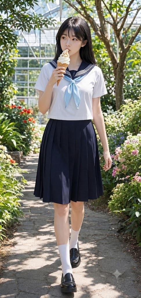 ソフトクリームと女子高生