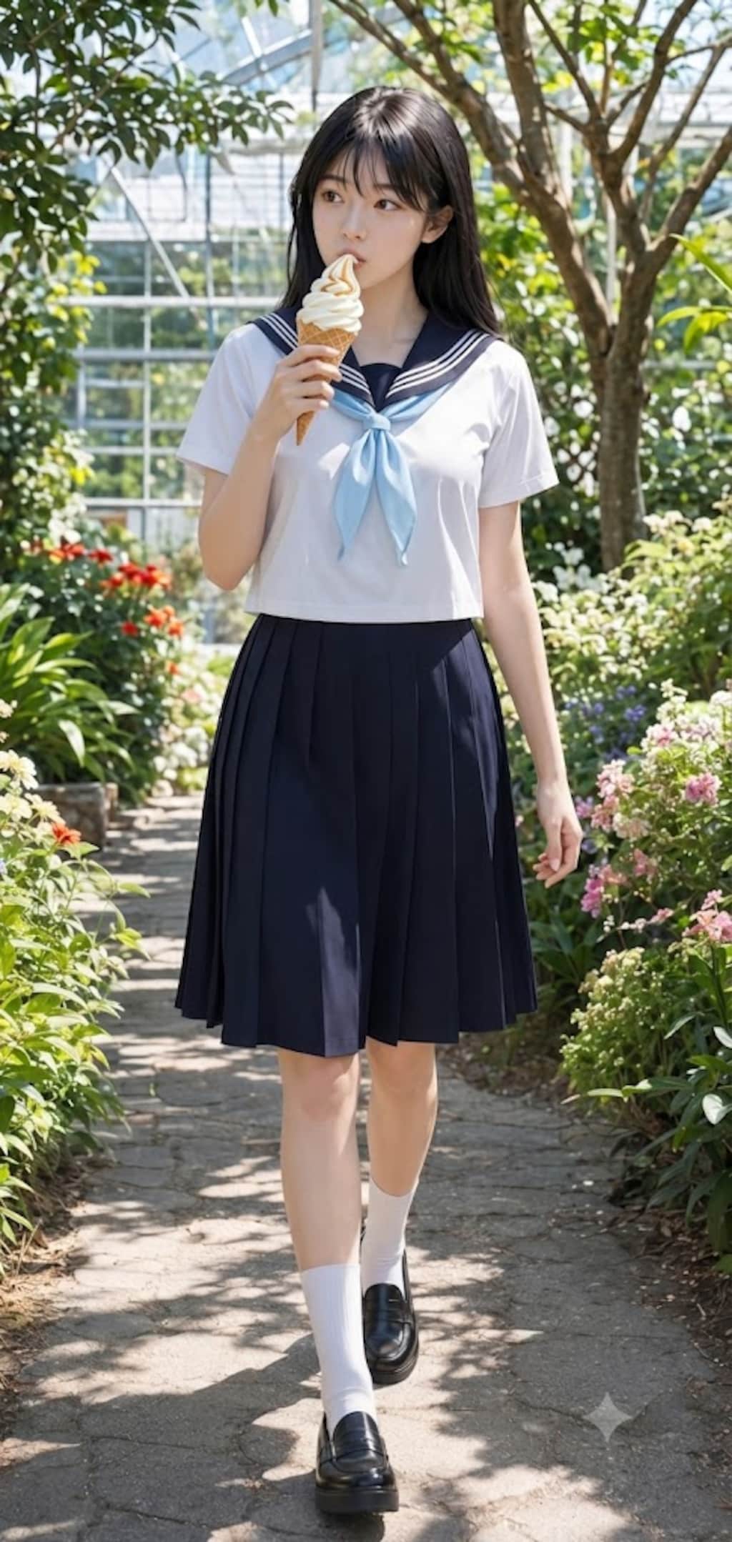 ソフトクリームと女子高生