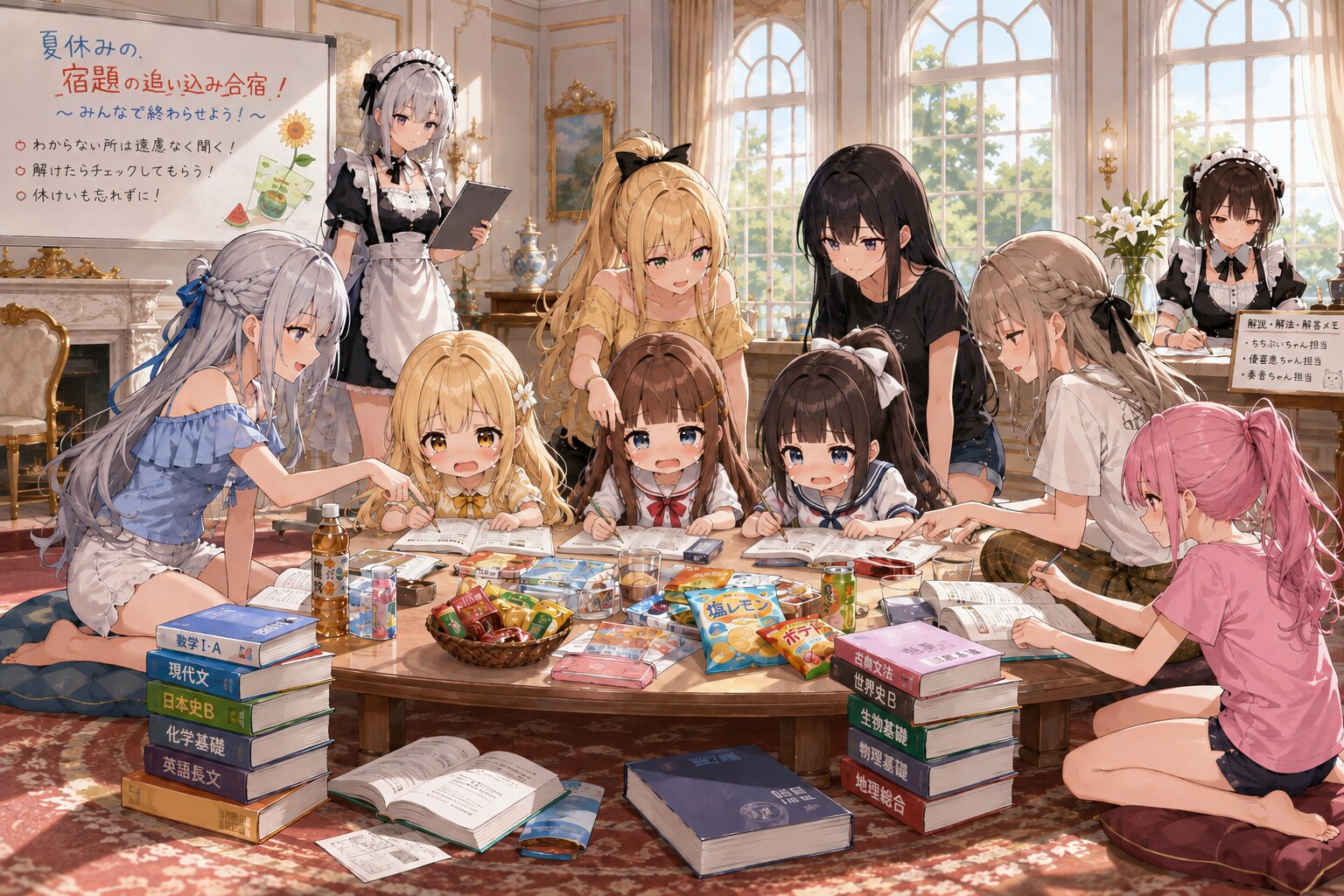 夏休みの宿題合宿 | の人気AIイラスト・グラビア