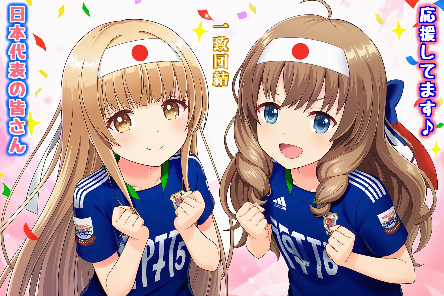 【版権キャラ】有村詩音ちゃん『⚽お隣の天使様・椎名真昼ちゃんとワールドカップ🏆日本代表にエールを送ります🎊』３２