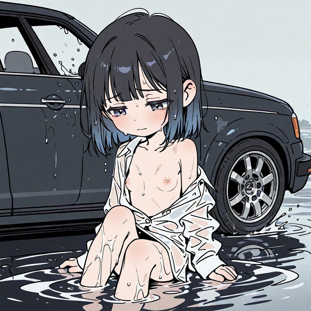 しょんぼりずぶ濡れガール