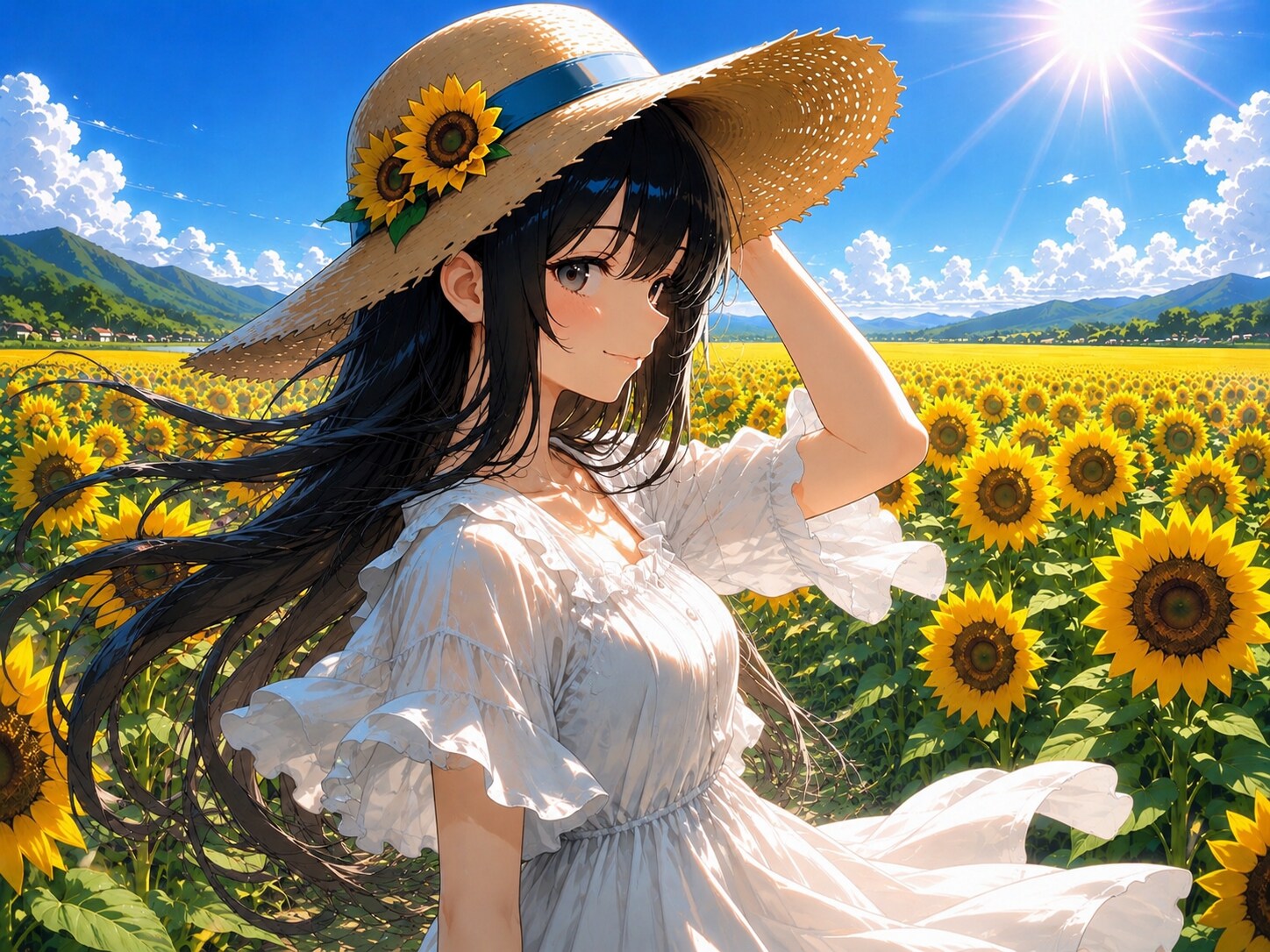 向日葵畑と夏の空 | の人気AIイラスト・グラビア