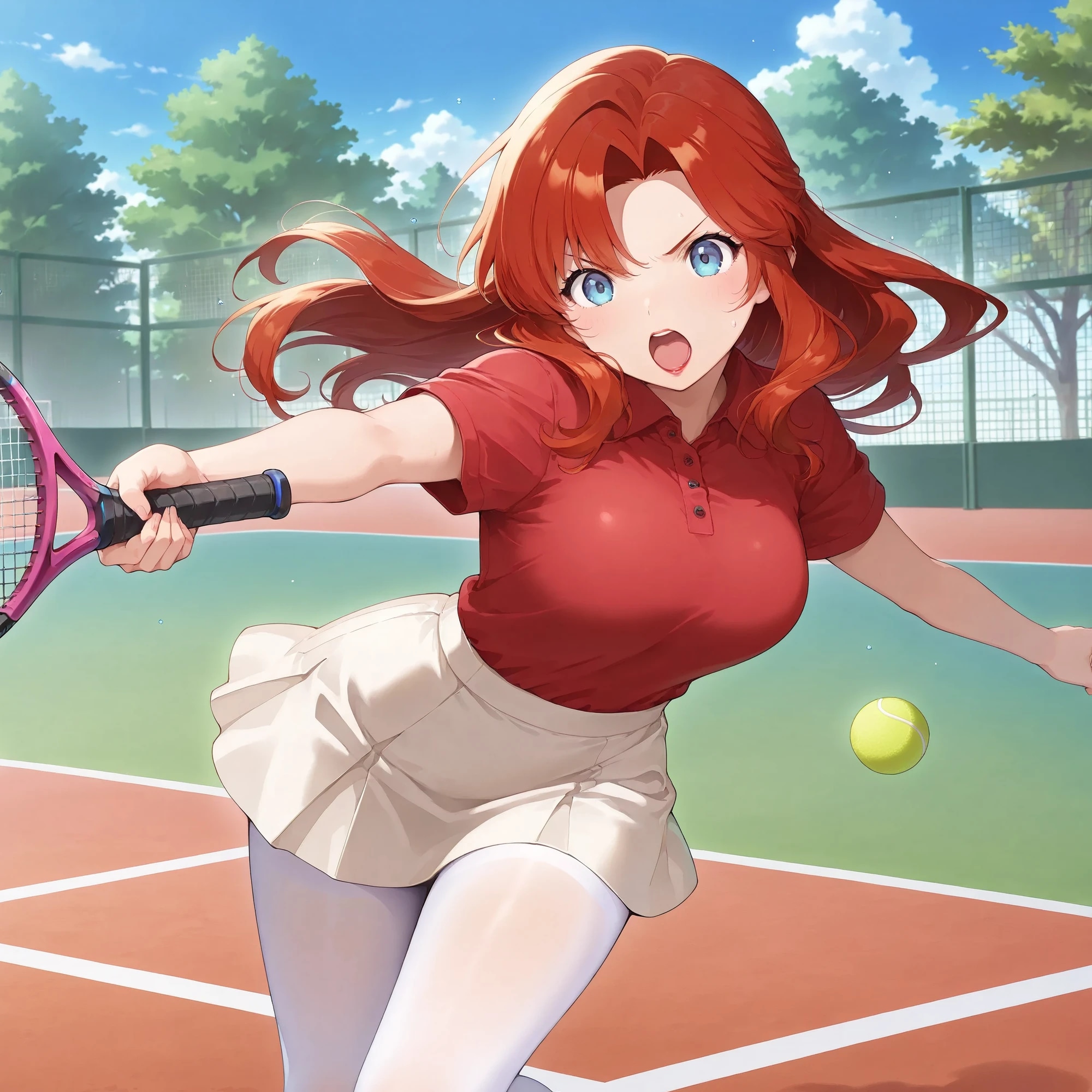 夏の午後で激しいテニスゲーム、そして…