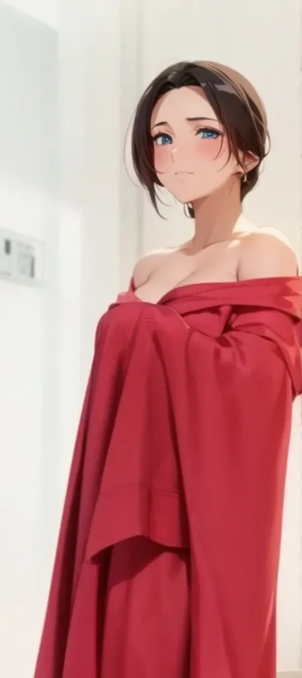 バスローブの広告の女性モデル