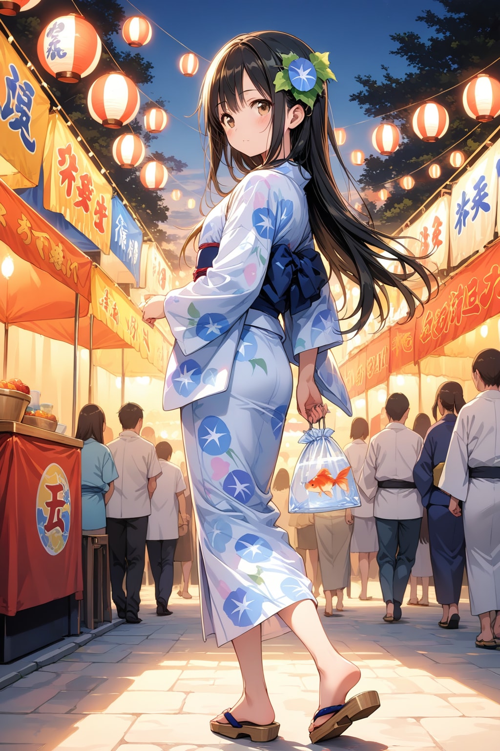 夏の夜風と金魚袋