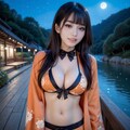 オレンジの和風ビキニの美女 12枚目