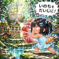 パンを尻にはさんで指を鼻の穴に入れてボクシングをしながら『いのちをだいじに』と叫んでいるこなつちゃん 2枚目