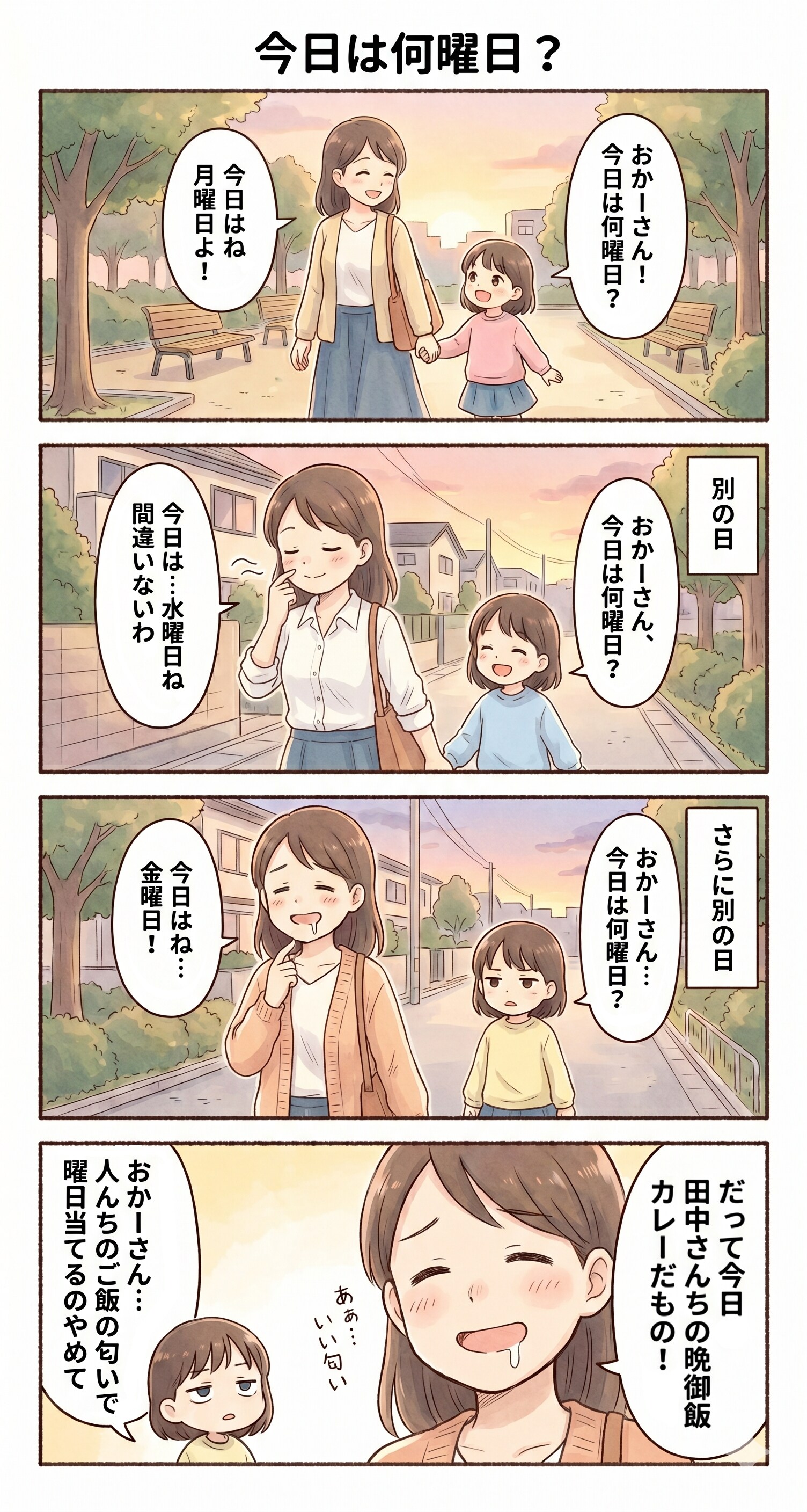 #70 ゆる日常4コマ「今日は何曜日？」