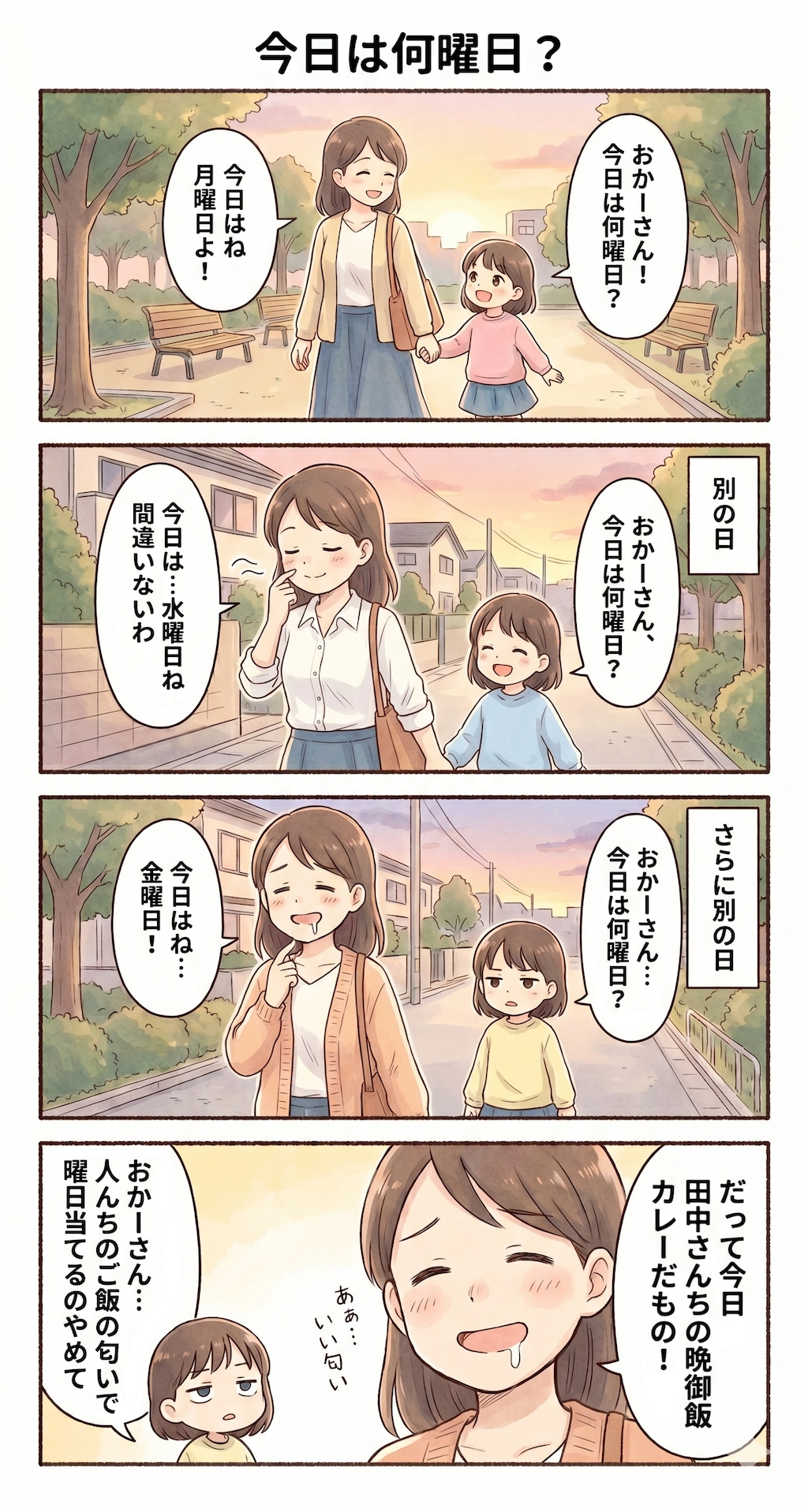 #70 ゆる日常4コマ「今日は何曜日？」