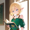 読書中なオフショルダーのエルフさん 2枚目