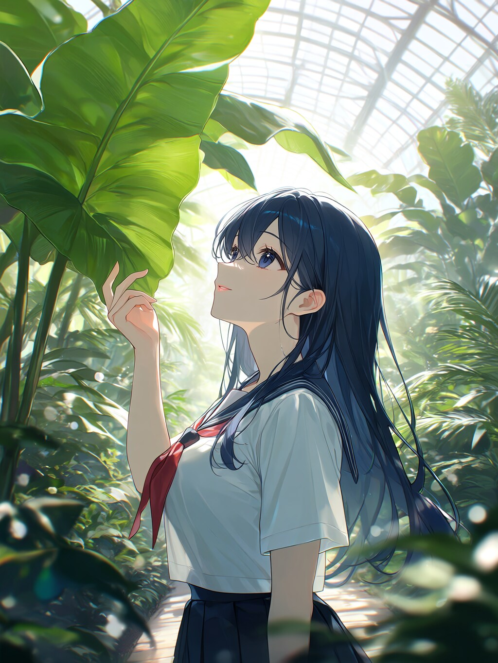 放課後、緑の光に包まれる。