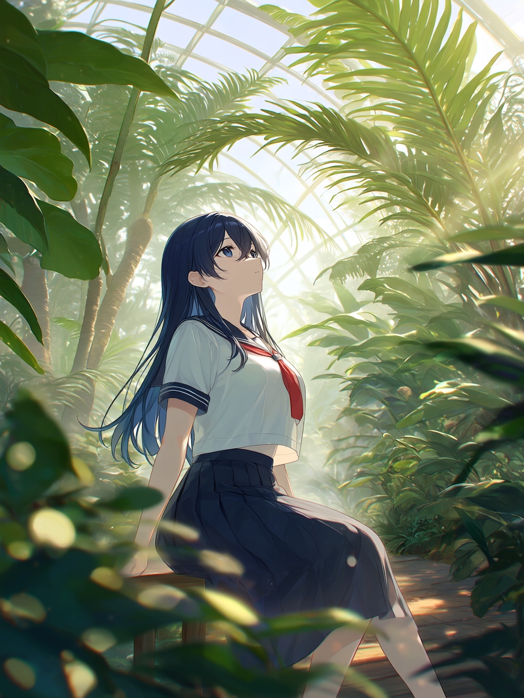 放課後、緑の光に包まれる。