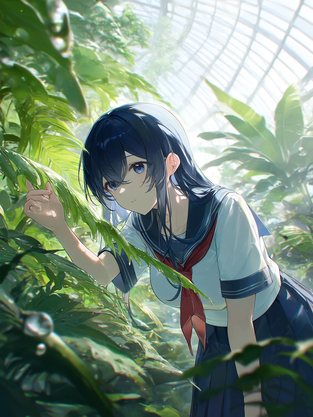 放課後、緑の光に包まれる。