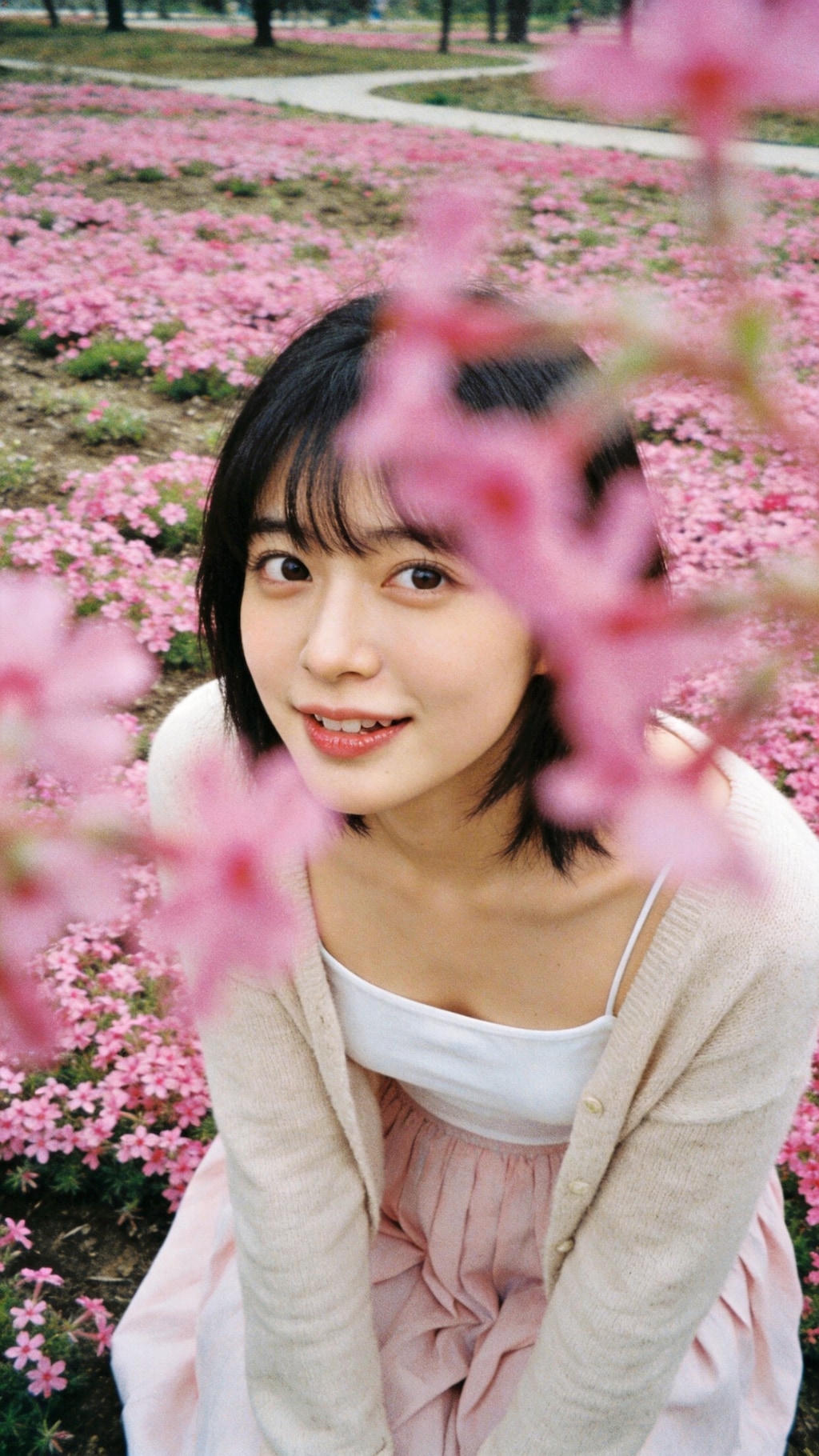 A Face Framed by Blossoming Silence